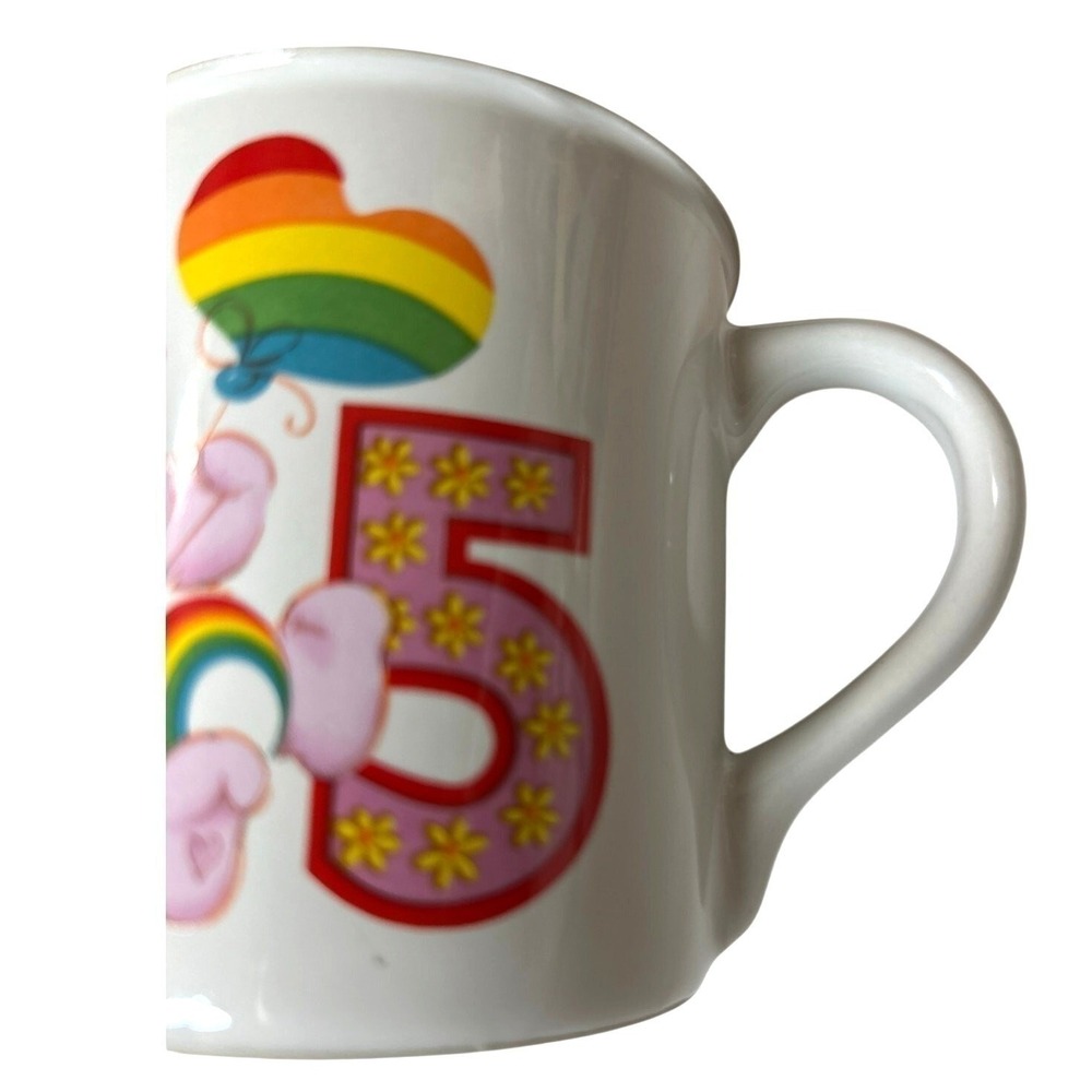 Care Bears Cheer Bear 8oz Mug 5th Birthday Heart Rainbow Party Fiesta Vintage - Picture 5 of 8